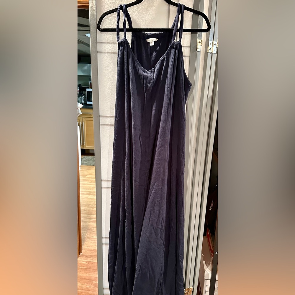 Garnet Hill Blue Maxi A-Line Dress - Cotton Gauze - Picture 3 of 3